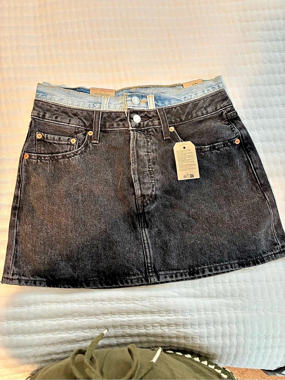 Levi's 501 Black Denim Mini Skirt Waist 28 NWT